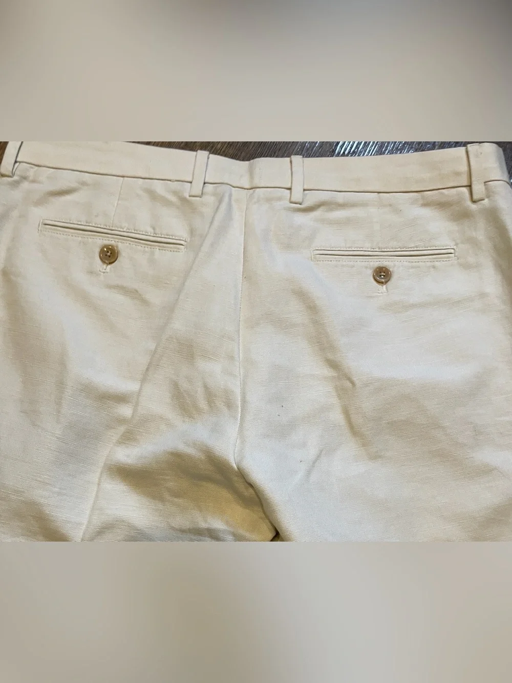 Banana Republic Kentfield Pant Linen Cotton Blend Cream Trousers 34x32